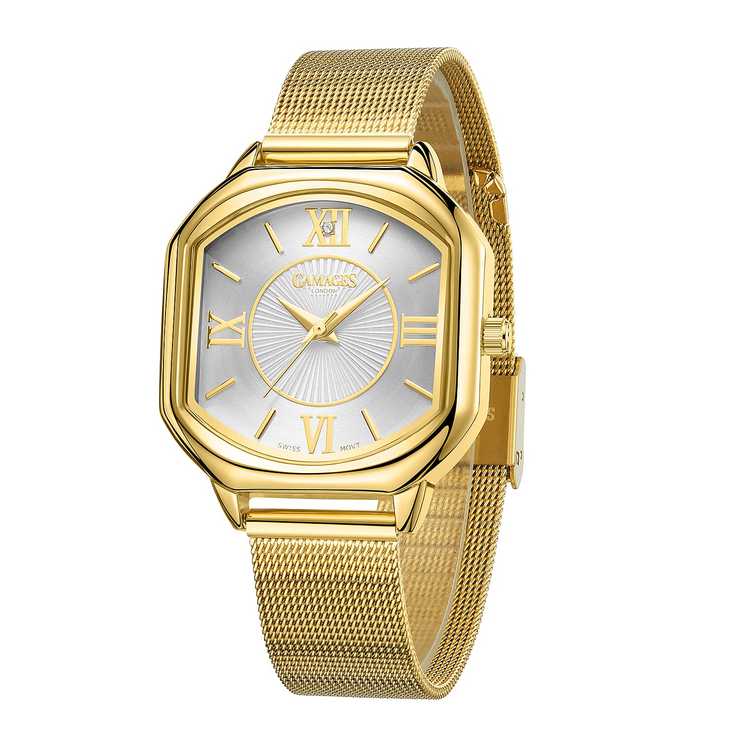 Gamages of London Ladies Countess White Dial Diamond Studded Watch with Gold Colour Mesh Bracelet 7557153 3