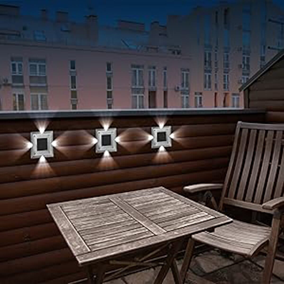 Maxxmee Solar Light Solar Lamp Set of 4 Stainless Steel IP44 Square - Black 7840097 3