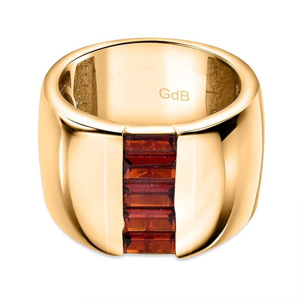 Garnet Cubic Zirconia Ring in Yellow Gold Plated 1.81 Ct.