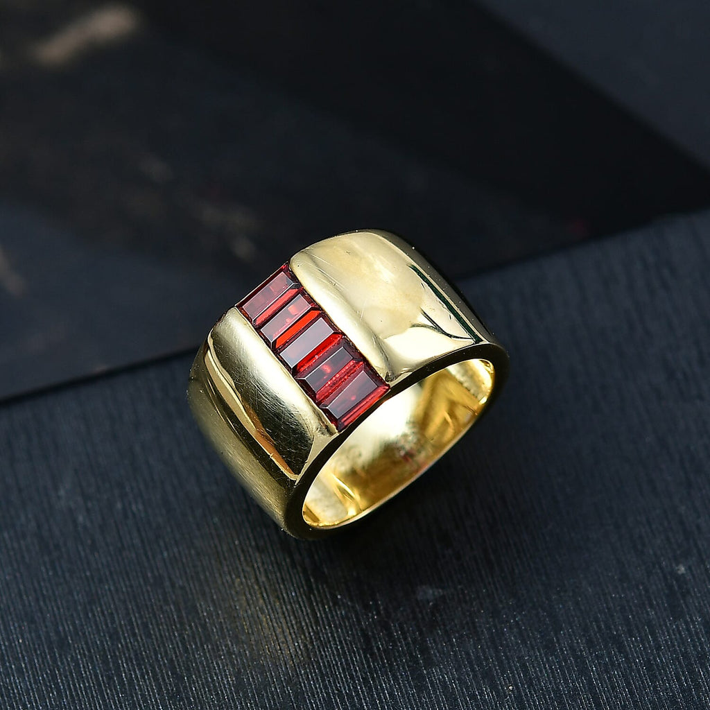 Garnet Cubic Zirconia Ring in Yellow Gold Plated 1.81 Ct.