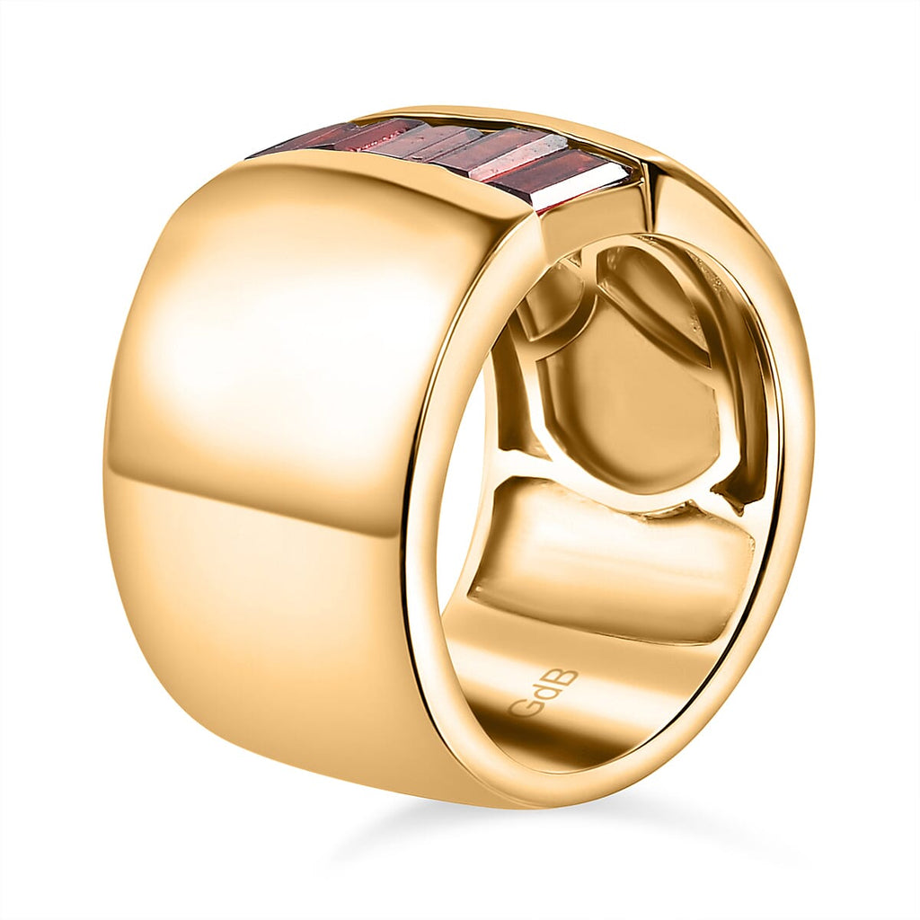 Garnet Cubic Zirconia Ring in Yellow Gold Plated 1.81 Ct.