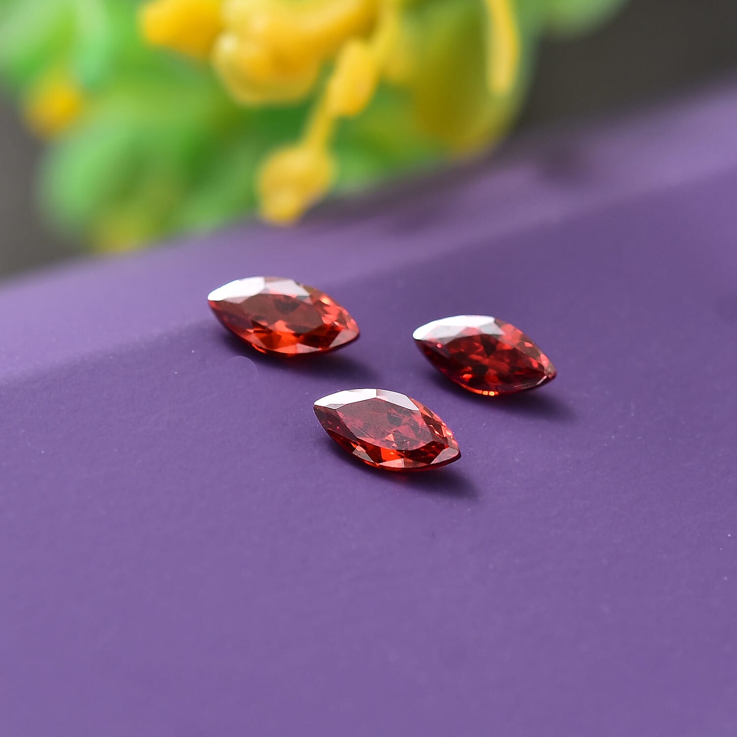 Set of 3 Garnet Cubic Zirconia Loose Gemstones in Marquee Shape 0.51 Ct. 8062444 2