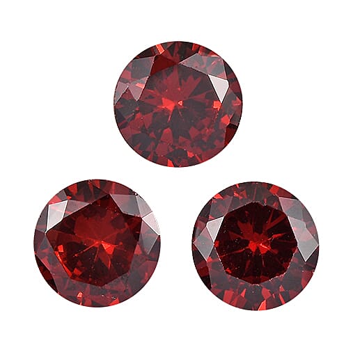 3.89 Ct. Set of 3 Garnet Cubic Zirconia Loose Gemstones in Round Shape 8062451 0