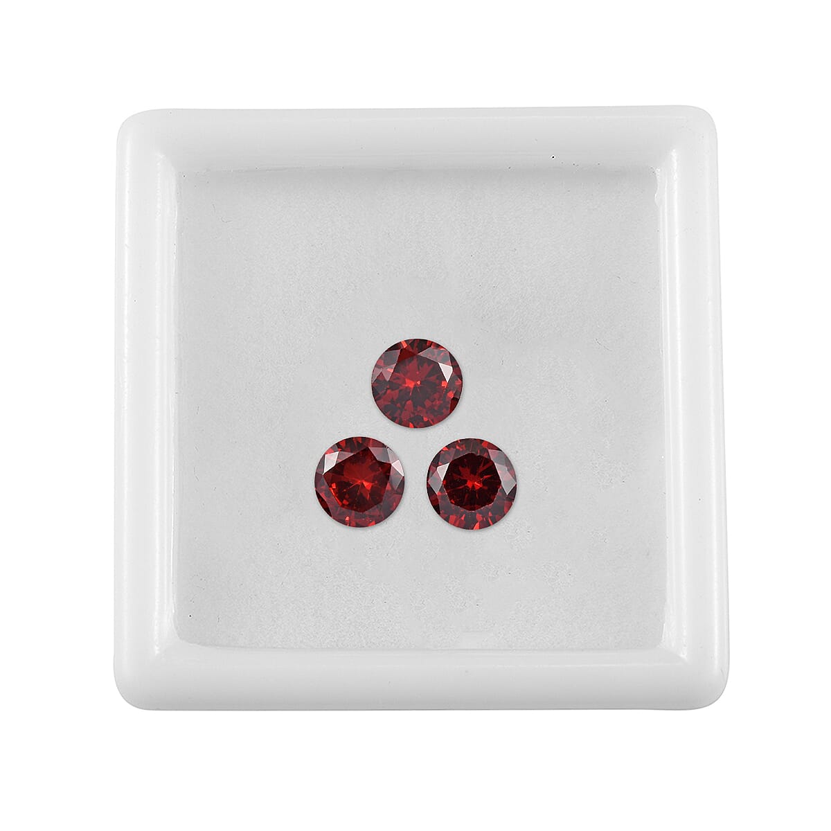 3.89 Ct. Set of 3 Garnet Cubic Zirconia Loose Gemstones in Round Shape 8062451 3