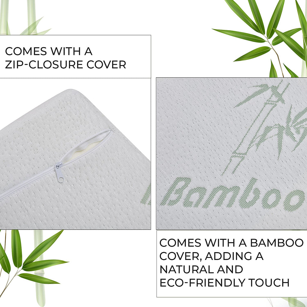 Cooling Gel Memory Foam Pillow with Bamboo Cover (Size 50x30x10 cm) - White