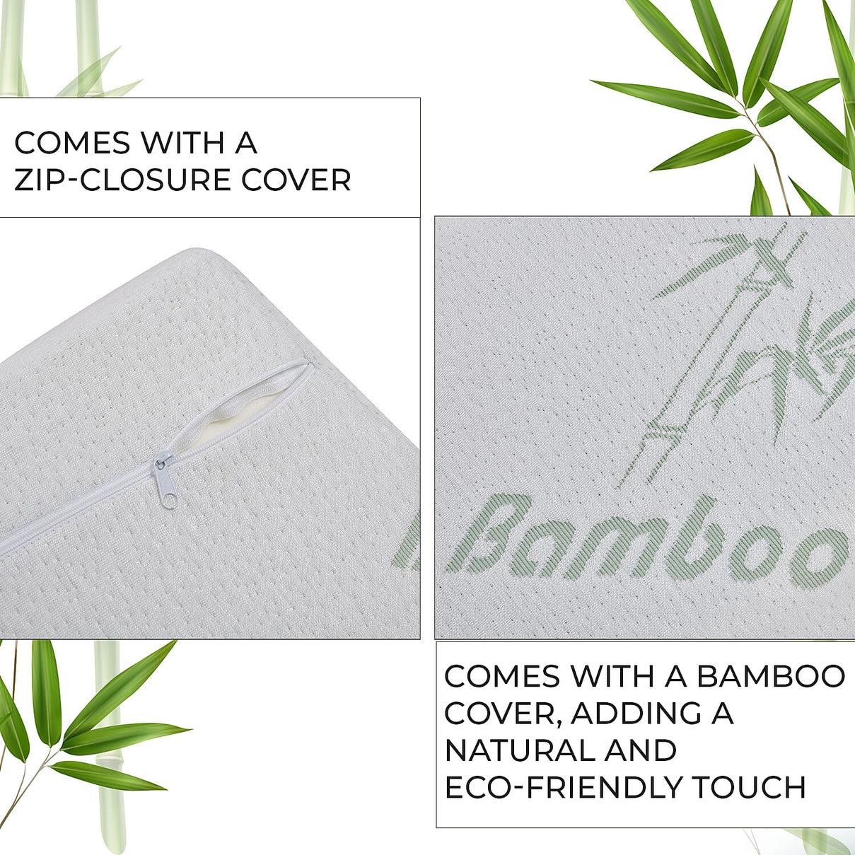 Gel Memory Foam Pillow with Bamboo Cover (Size 50x30x10 cm) - White 7210929 8