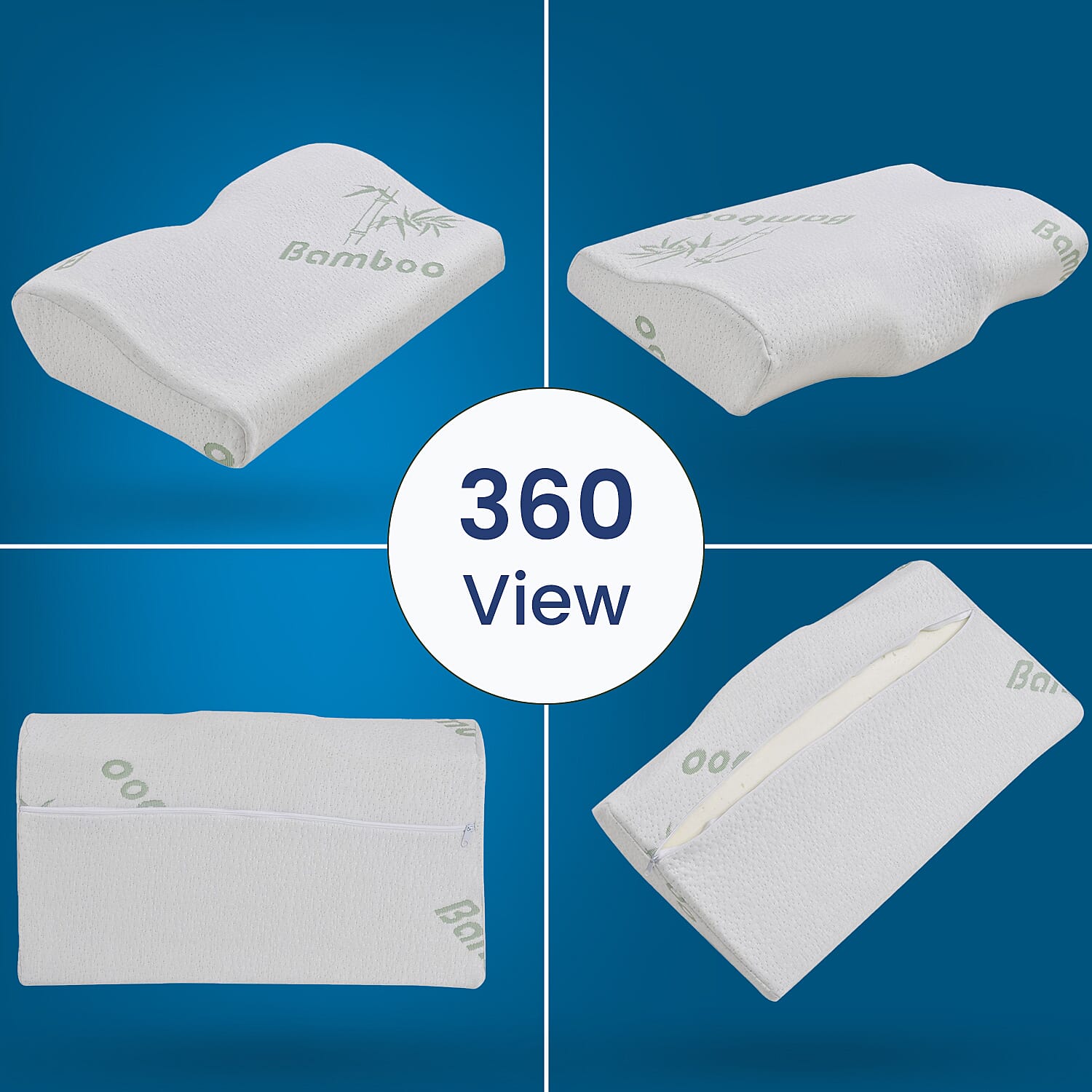 Gel Memory Foam Pillow with Bamboo Cover (Size 50x30x10 cm) - White 7210929 9