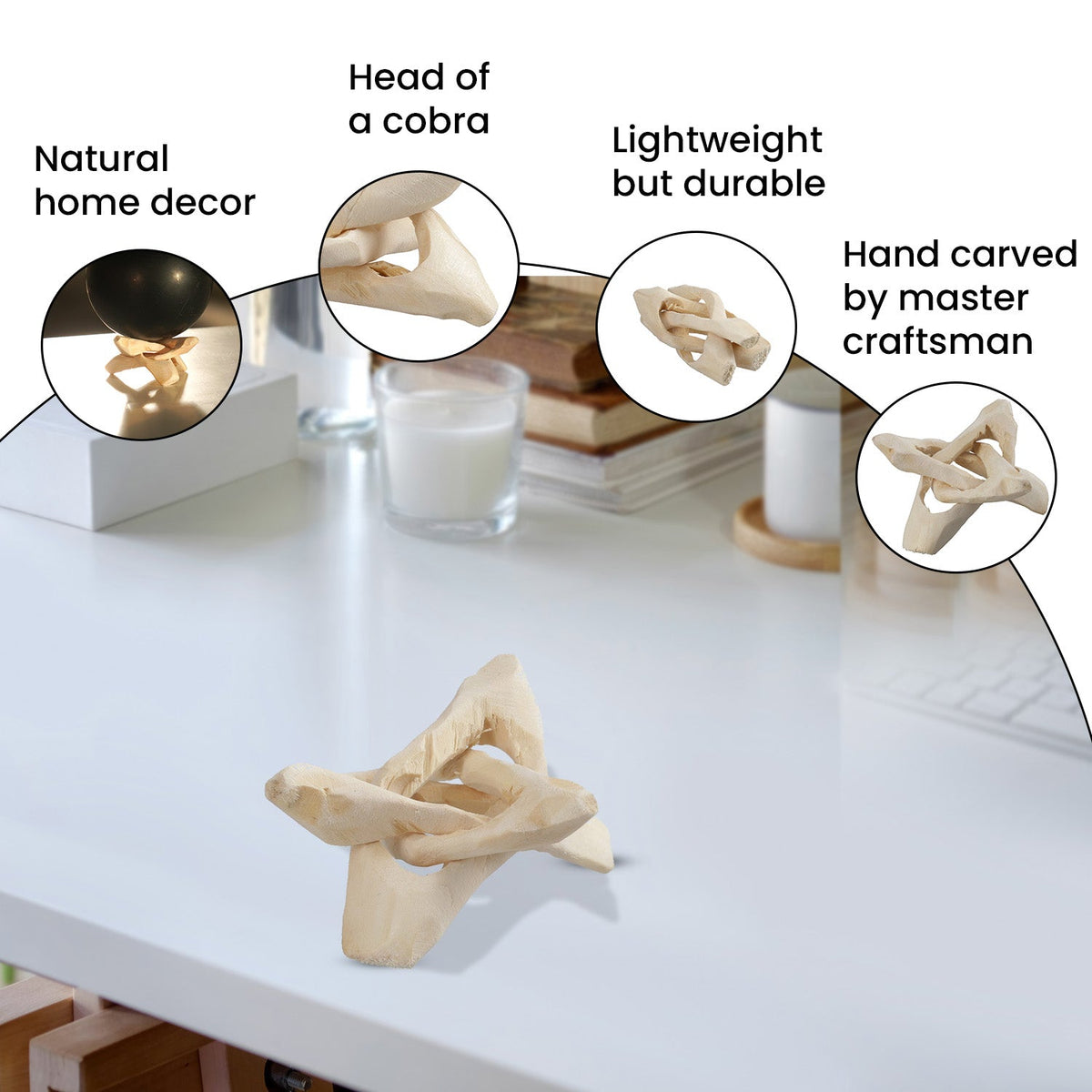 Gem Treasures - Handcrafted Wooden Tripod Stand - Natural Wood 7188842 3