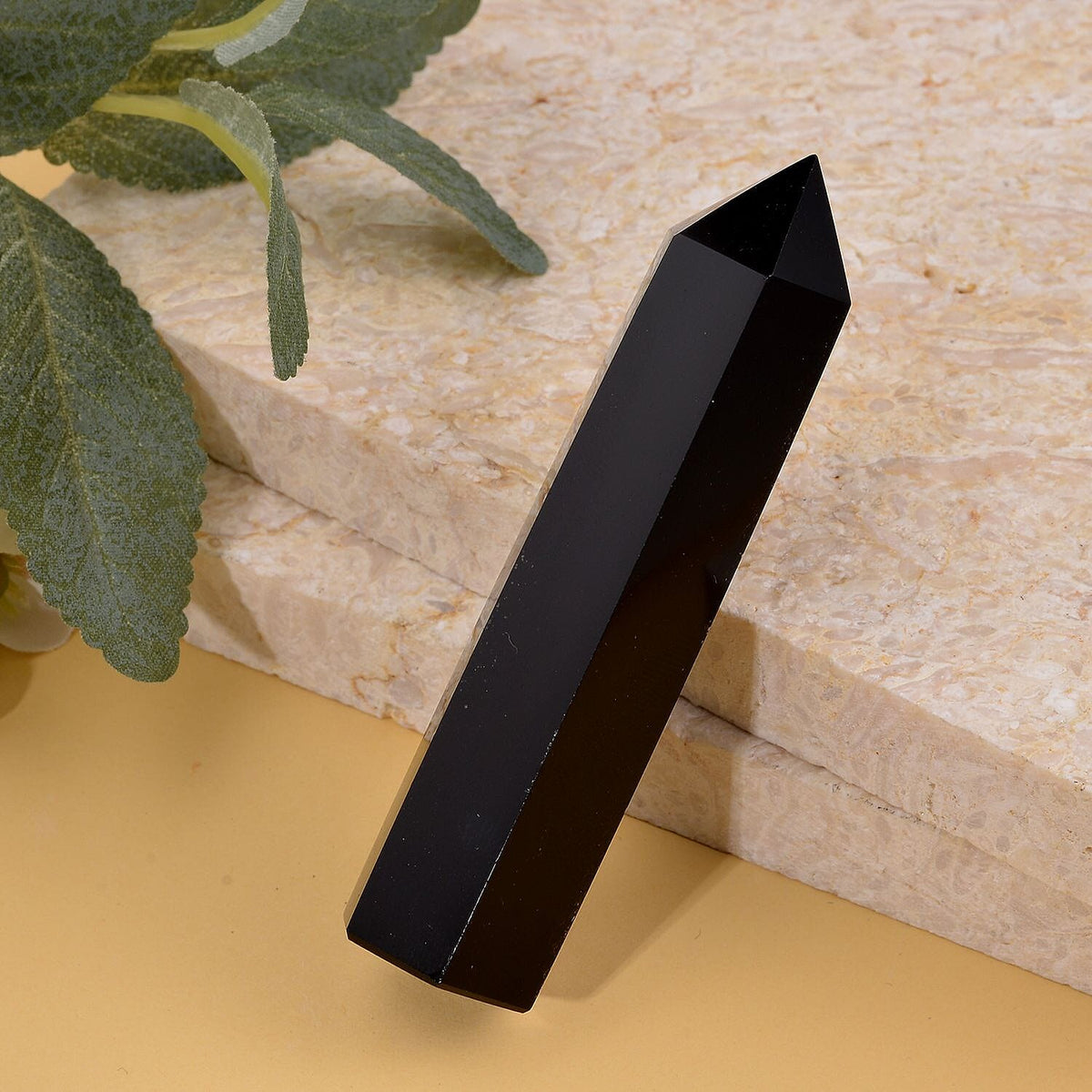 Gem Treasures - Pointed Black Obsidian Wand (Size 9x8 Cm) 280-450 Ct 7170380 2
