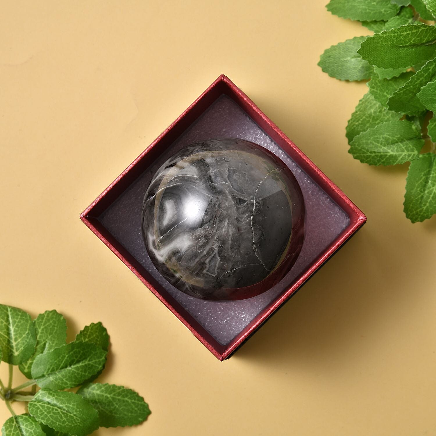 Gem Treasures - Round Black-Grey Marble (Size 5x6 Cm) 1200-1460 Ct. 7171034 2
