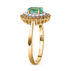 Gemfields Zambian Emerald, Yellow Sapphire & Moissanite  Ring in 18K YG Vermeil Sterling Silver 1.62 ct