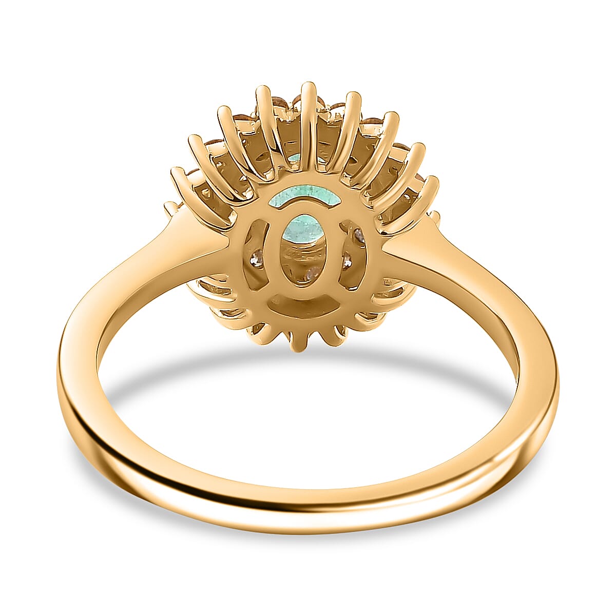 Gemfields Zambian Emerald, Yellow Sapphire and Moissanite Halo Ring in 18K Yellow Gold Vermeil Plated Sterling Silver 1.62 ct. 7954260 5