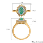 Gemfields Zambian Emerald, Yellow Sapphire & Moissanite  Ring in 18K YG Vermeil Sterling Silver 1.62 ct