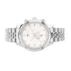 GENOA TIME V2 Miyota 2115 Quartz 3ATM WR Dragon Pattern & Crystal Dial & Silver Case Mens Watch with Silver Stainless Steel Strap
