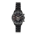 GENOA TIME V2 Miyota 2115 Quartz 3ATM WR Dragon Pattern & Crystal Dial & Black Case Mens Watch with Black Stainless Steel Strap