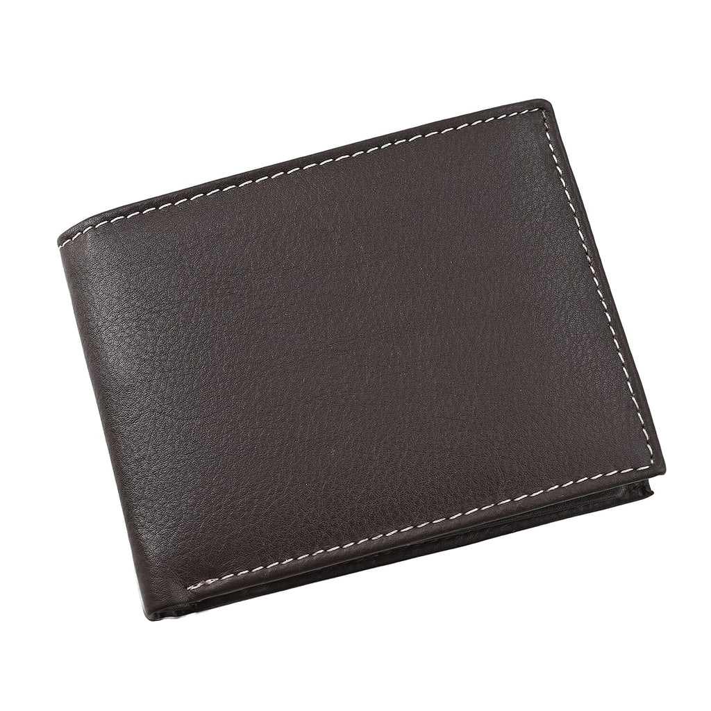 Genuine Leather Bi-Fold Men Wallet RFID (Size 23x9 cm) - Brown
