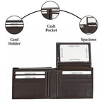 Genuine Leather Bi-Fold Men Wallet RFID (Size 23x9 cm) - Brown