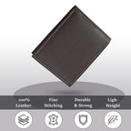 Genuine Leather Bi-Fold Men Wallet RFID (Size 23x9 cm) - Brown