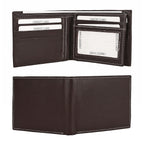 Genuine Leather Bi-Fold Men Wallet RFID (Size 23x9 cm) - Brown