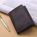 100% Genuine Leather Triflod Fold Men Wallet (RFID Protected) - Brown
