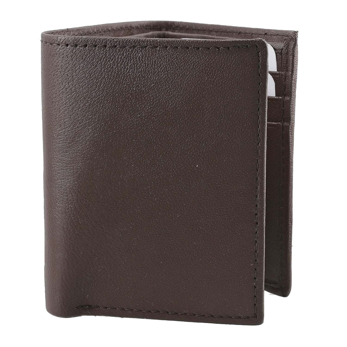 100% Genuine Leather Triflod Fold Men Wallet (RFID Protected) - Brown 7133281 3