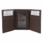 100% Genuine Leather Triflod Fold Men Wallet (RFID Protected) - Brown