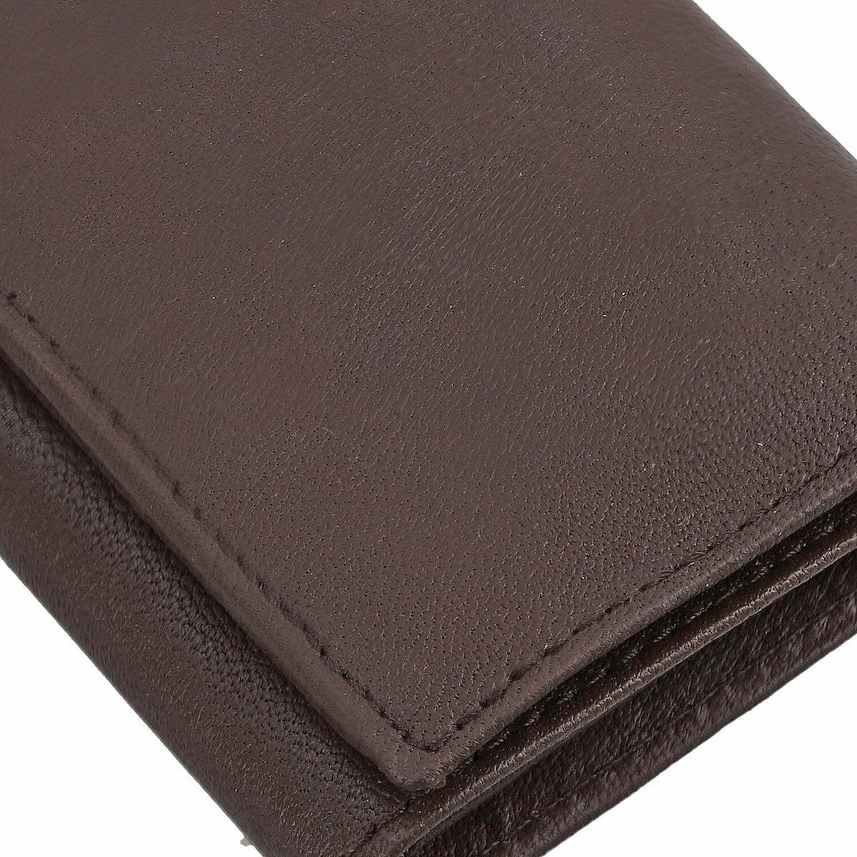 100% Genuine Leather Triflod Fold Men Wallet (RFID Protected) - Brown 7133281 5