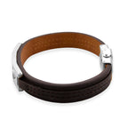 Leather Bracelet (Size - 8) in Silver Tone