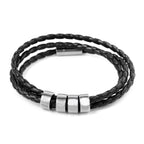 Genuine Leather Braided Bracelet (Size 8) in Stainless Steel