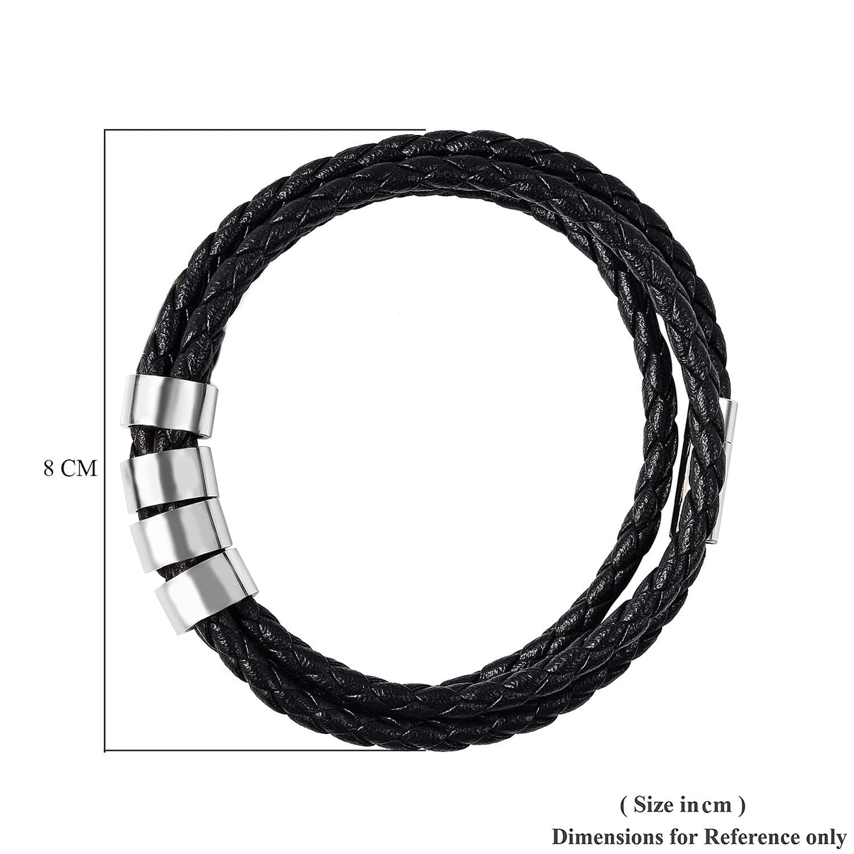 Genuine Leather Braided Bracelet in Stainless Steel 3623475 6