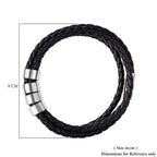 Genuine Leather Braided Bracelet (Size 8) in Stainless Steel