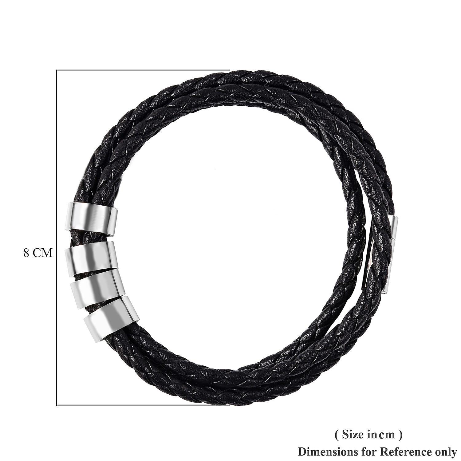 Genuine Leather Braided Bracelet in Stainless Steel 3623475 6