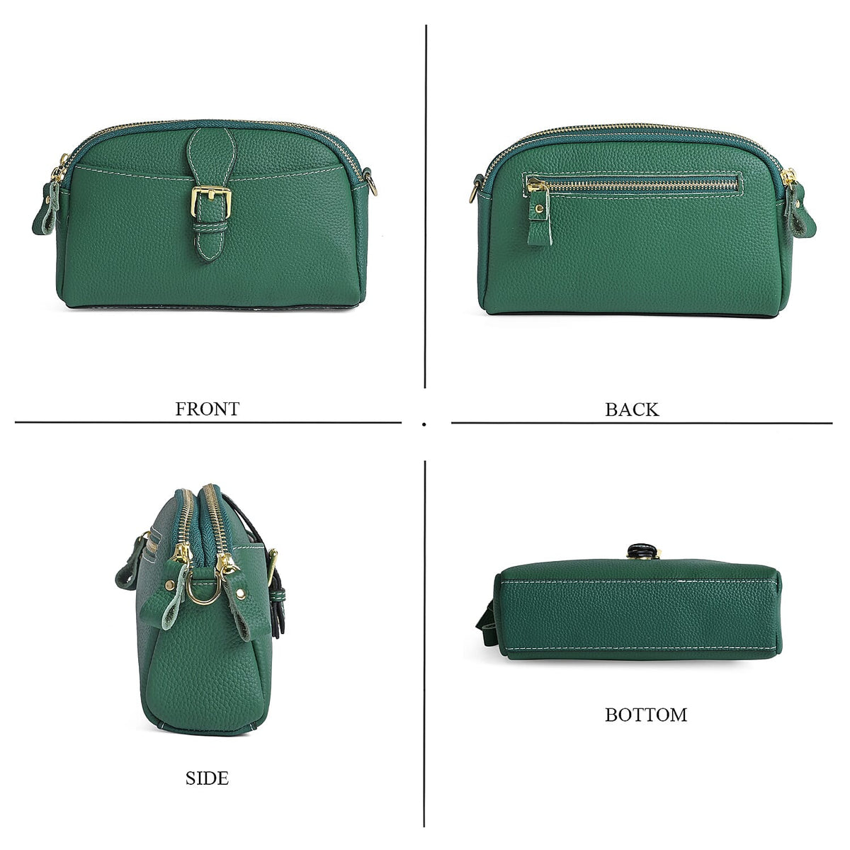 Genuine Leather Classic Crossbody Bag - Green 8040396 3