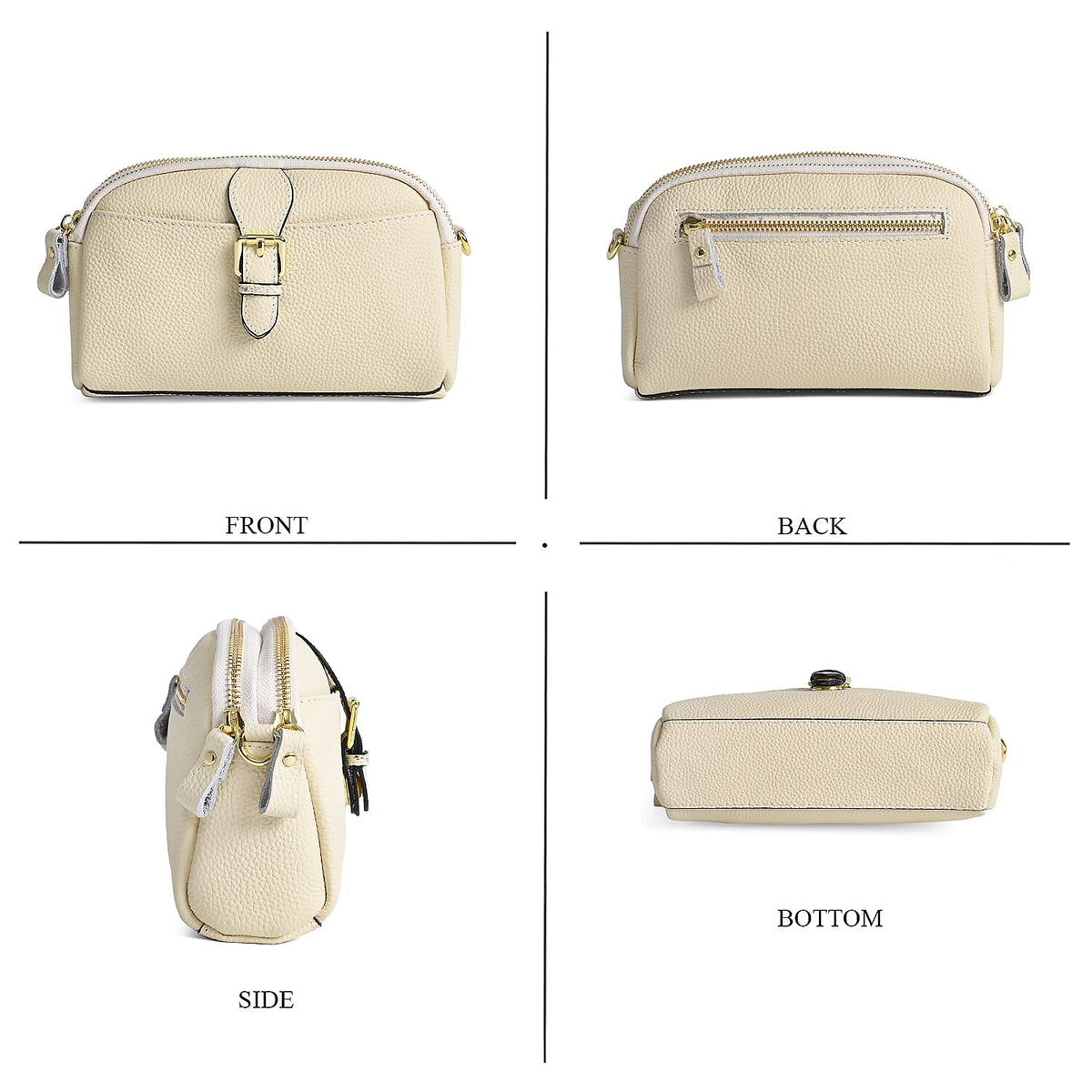 Genuine Leather Classic Crossbody Bag - Off White 8040399 3