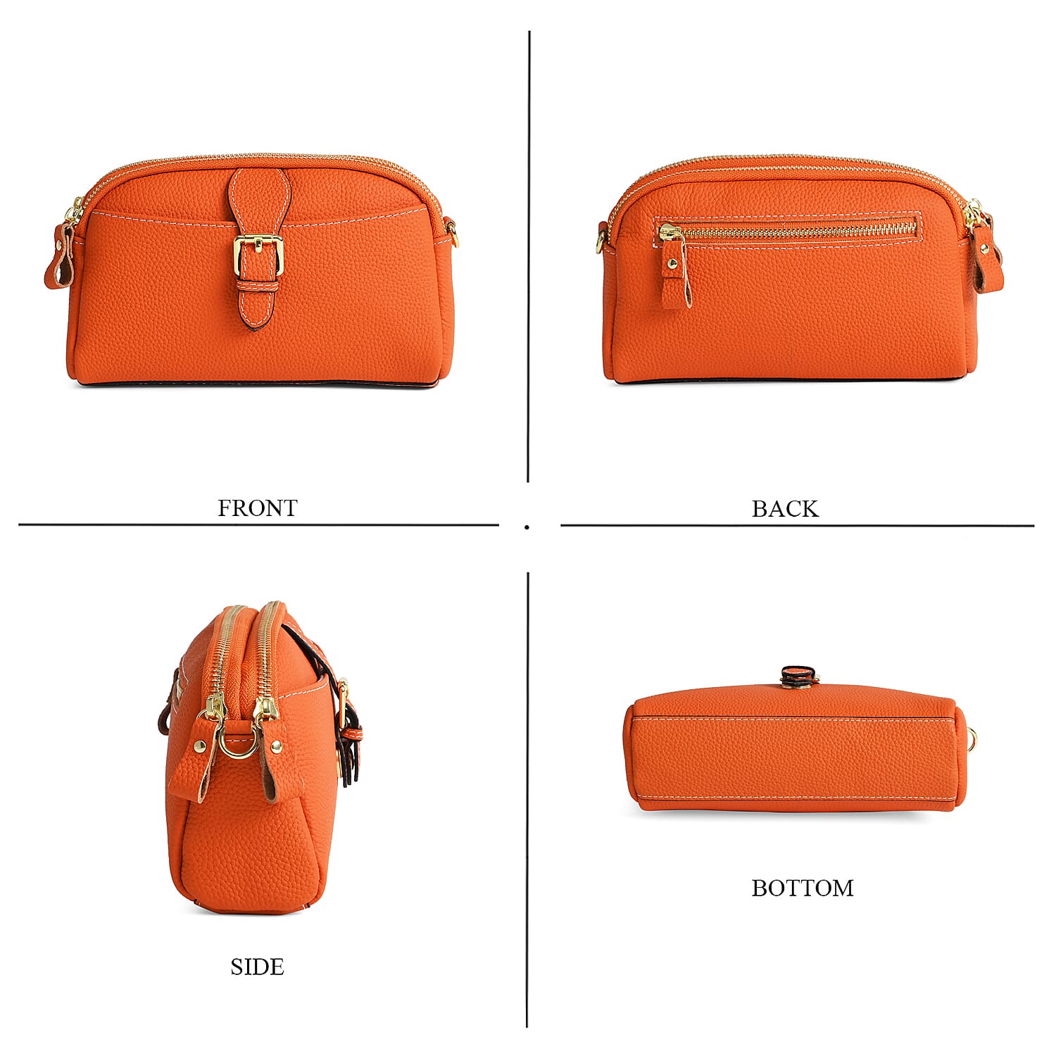 Genuine Leather Classic Crossbody Bag - Orange 8040398 7