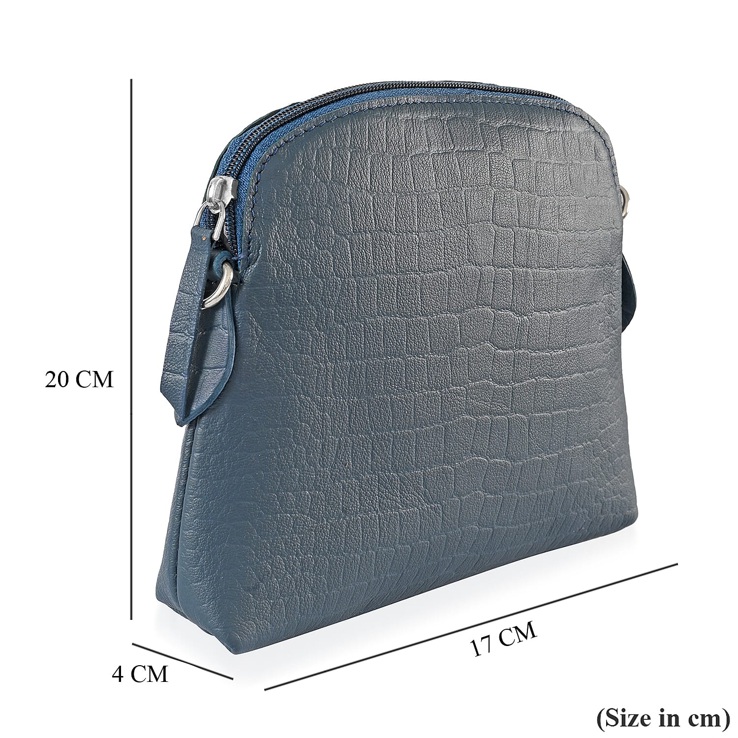 Genuine Leather Croc Embossed Crossbody Bag  - Grey 7617855 8