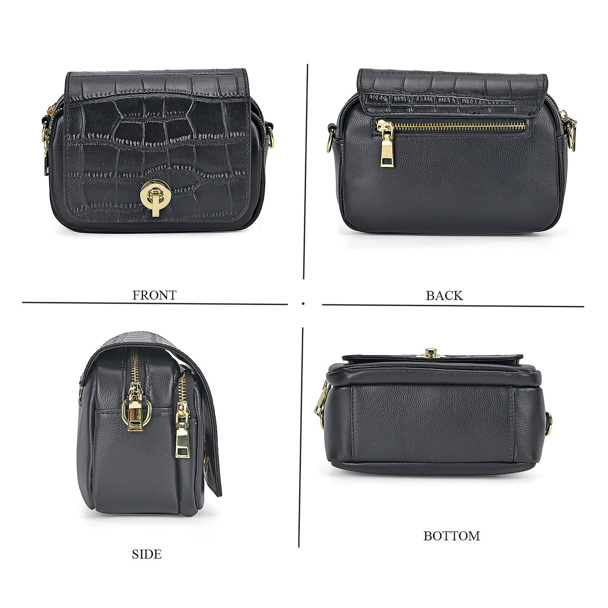 Sencilez Of Barcelona Genuine Leather Croc Embossed Crossbody Bag 7730327 4