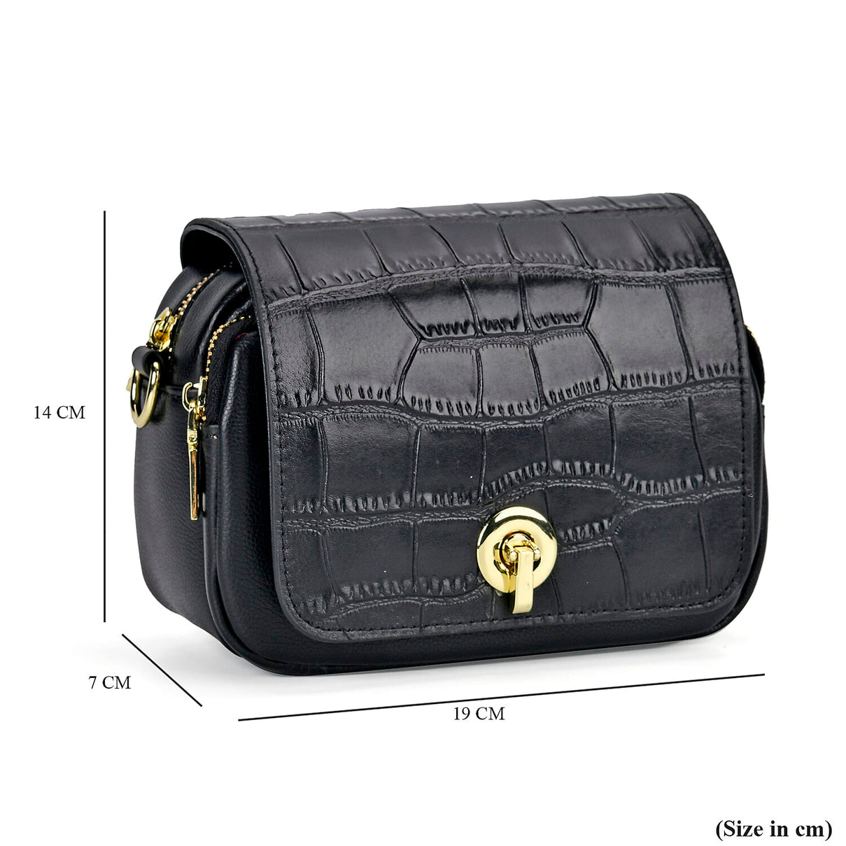 Sencilez Of Barcelona Genuine Leather Croc Embossed Crossbody Bag 7730327 7