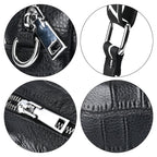 100% Genuine Leather Croc Emobossed Crossbody Bag With LOVE lettering Long Shoulder Strap - Black