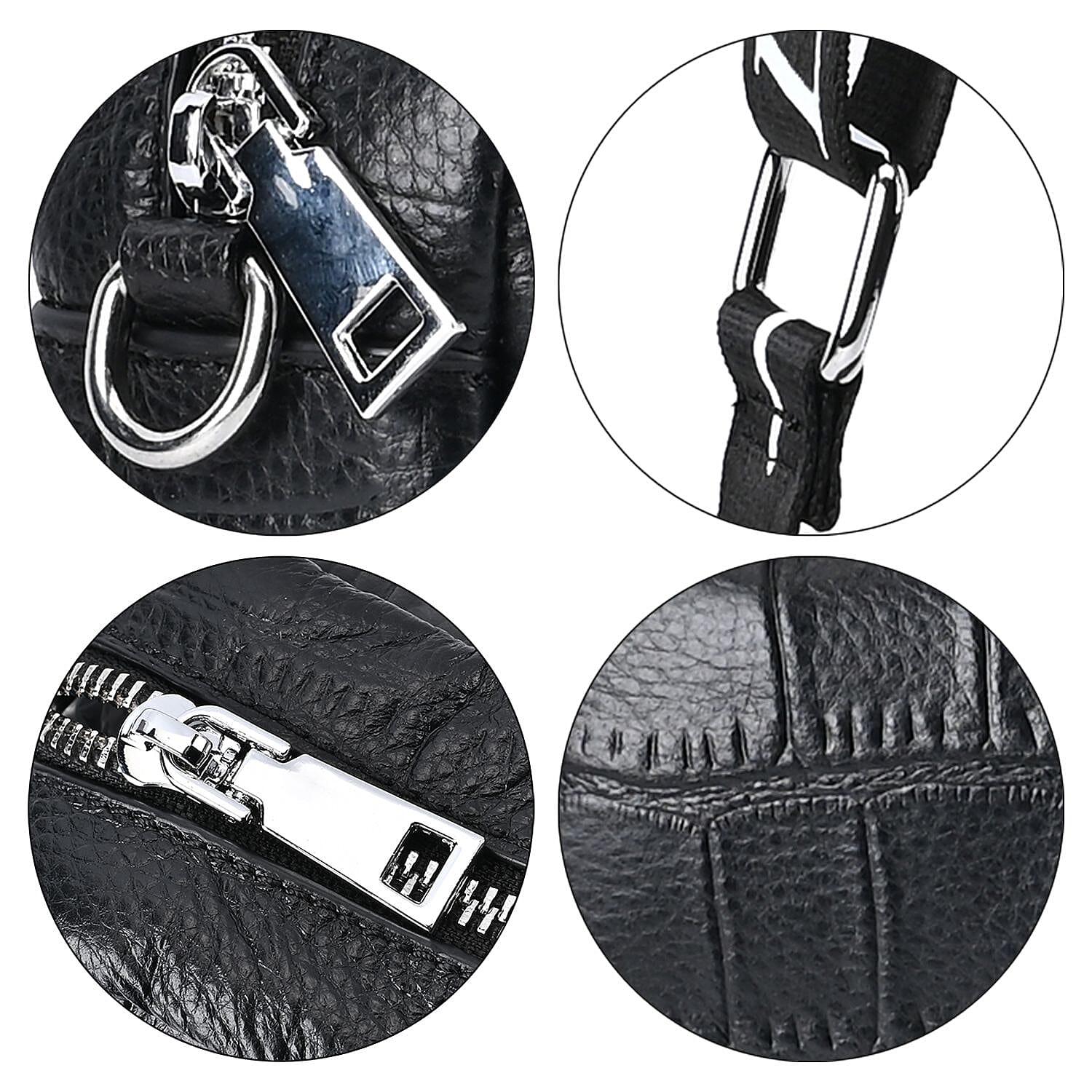 100% Genuine Leather Croc Emobossed Crossbody Bag With LOVE lettering Long Shoulder Strap - Black 7625315 3