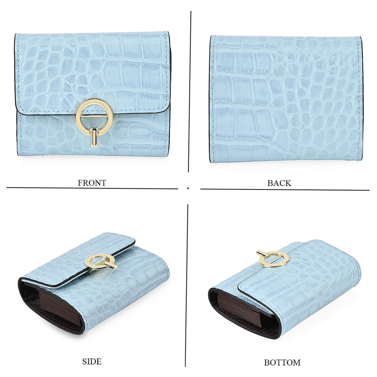 RFID Protected Genuine Leather Croco Embossed Wallet - Light Blue 7630953 4