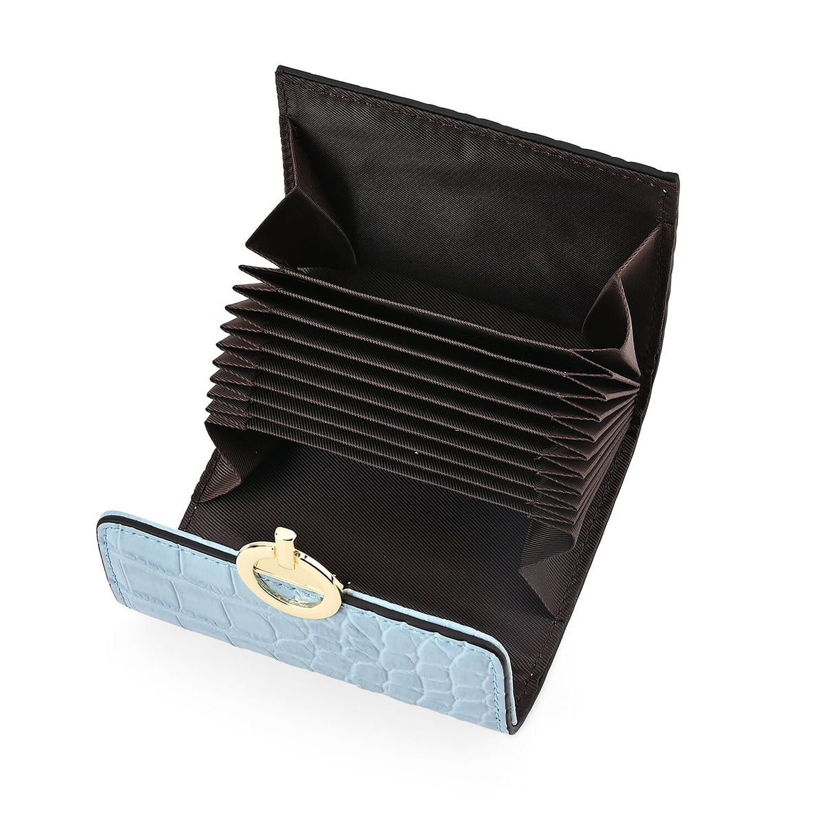 RFID Protected Genuine Leather Croco Embossed Wallet - Light Blue 7630953 5