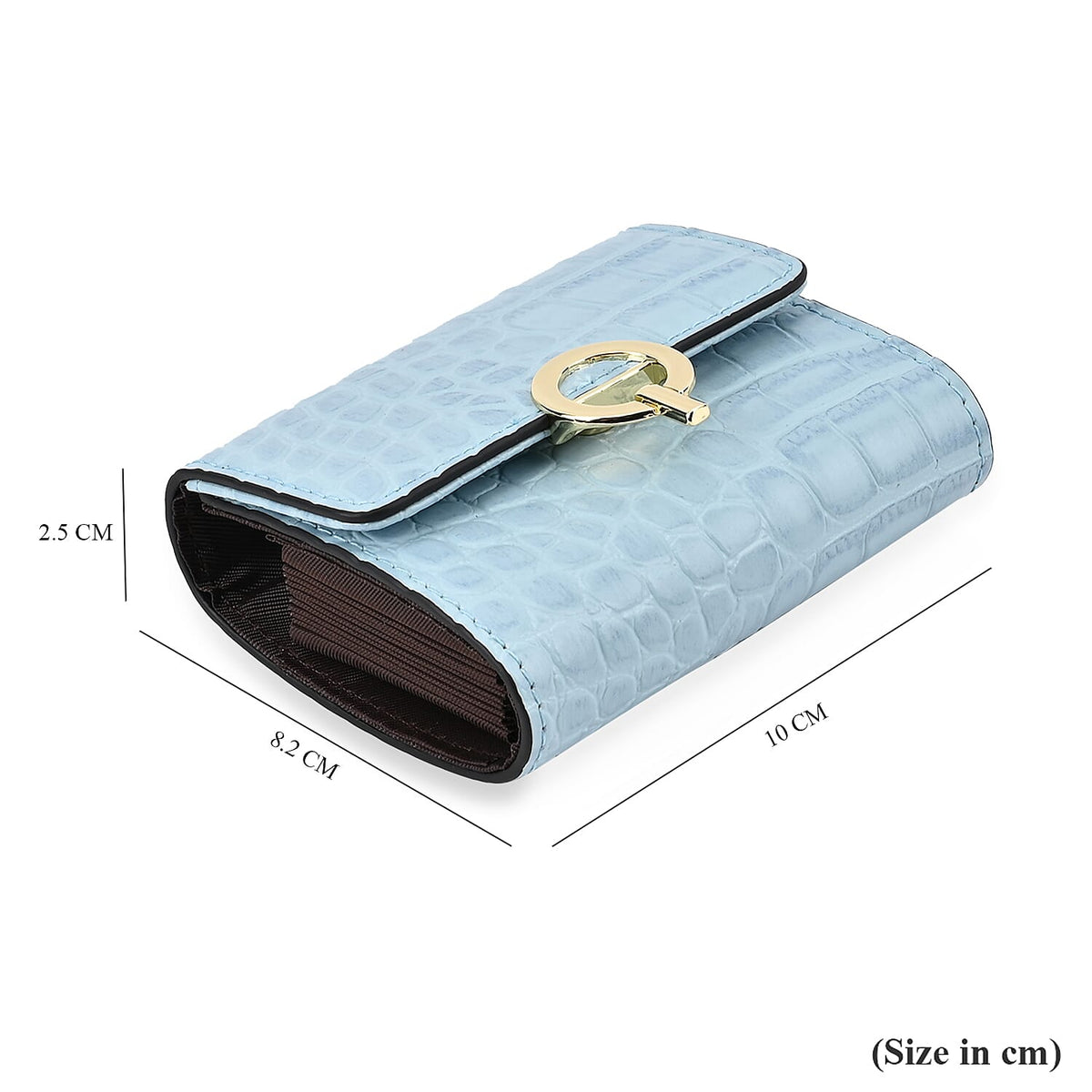 RFID Protected Genuine Leather Croco Embossed Wallet - Light Blue 7630953 6