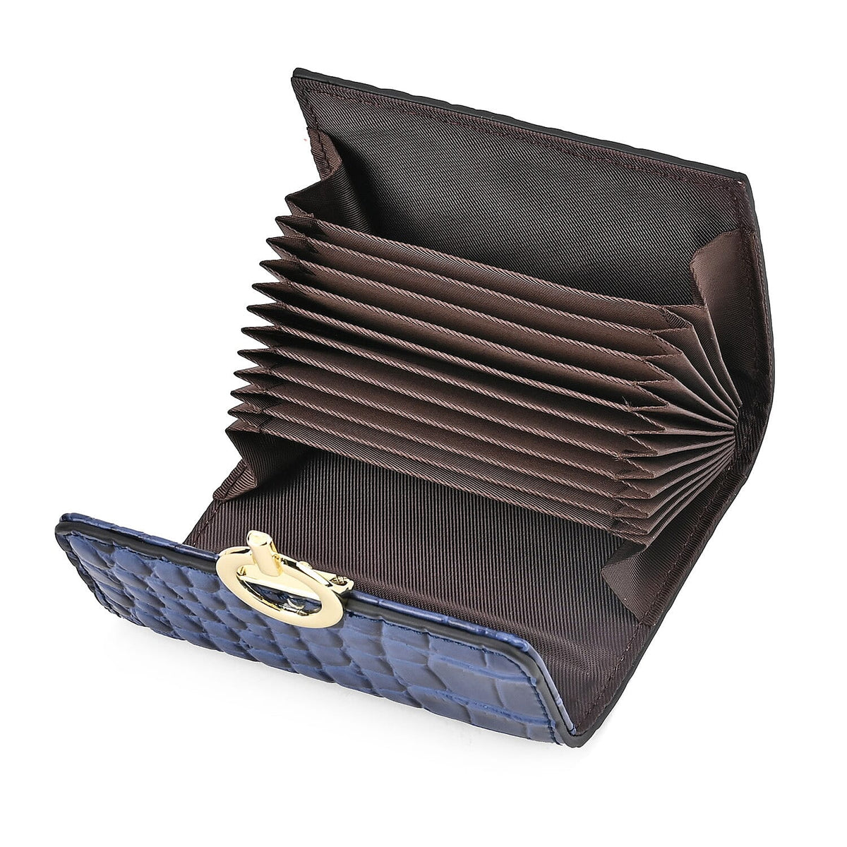 RFID Protected Genuine Leather Croco Embossed Wallet - Navy 7630943 4