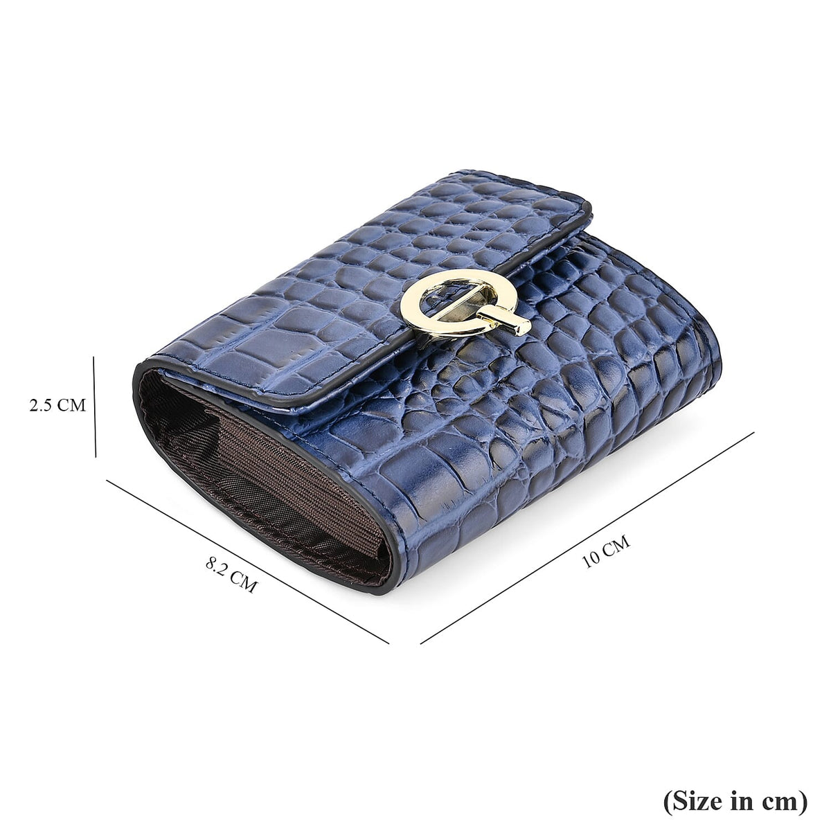 RFID Protected Genuine Leather Croco Embossed Wallet - Navy 7630943 5