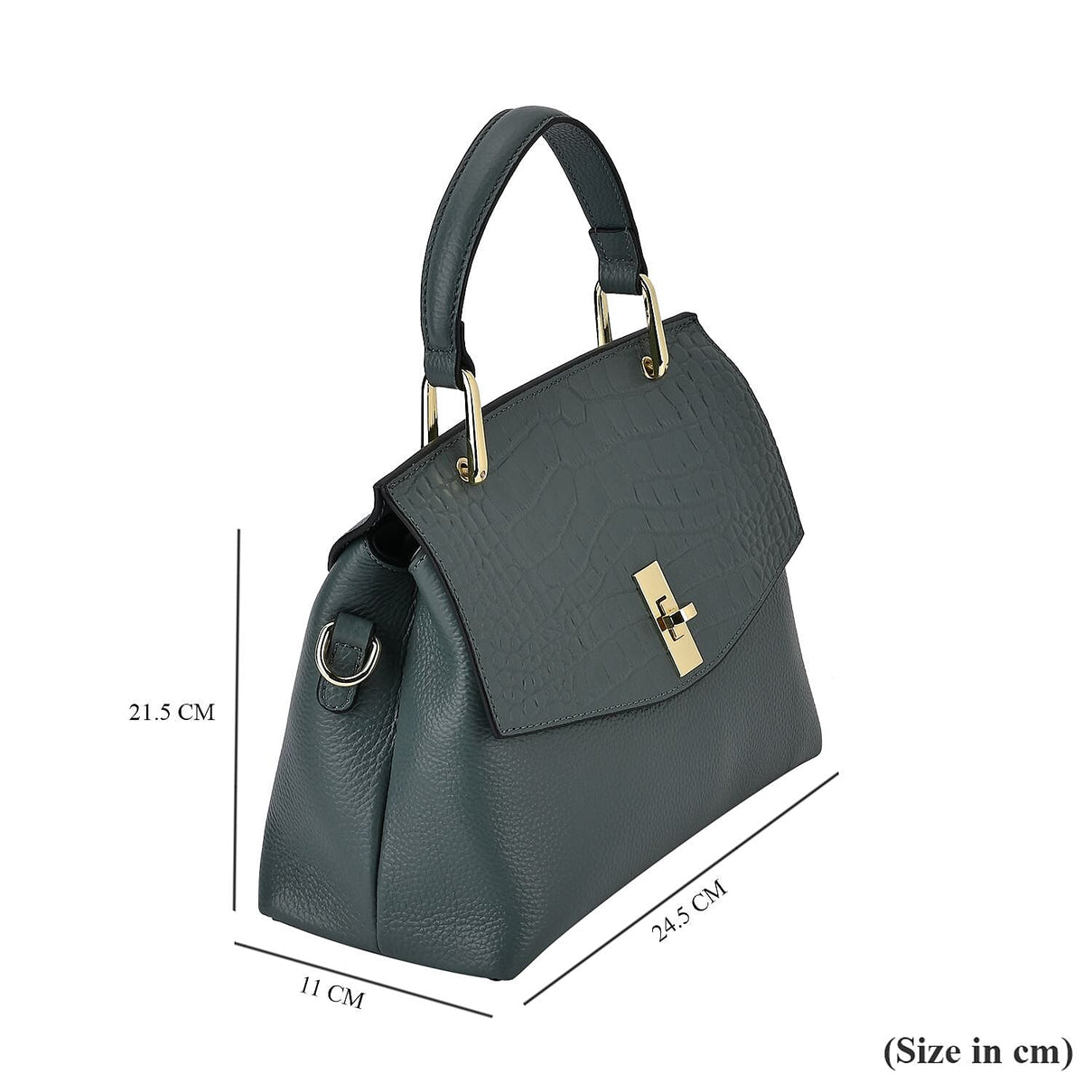 Genuine Leather Crocodile Embossed Crossbody Bag With 2 Strap - Blue 7585815 6