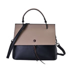 Genuine Leather Crossbody Bag with 2 Exterior Zipped Pockets - Shoulder Strap - Black