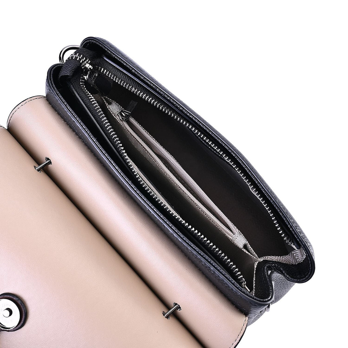 Genuine Leather Crossbody Bag with 2 Exterior Zipped Pockets &amp; Shoulder Strap - Black 7590715 3