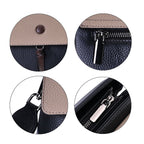 Genuine Leather Crossbody Bag with 2 Exterior Zipped Pockets - Shoulder Strap - Black