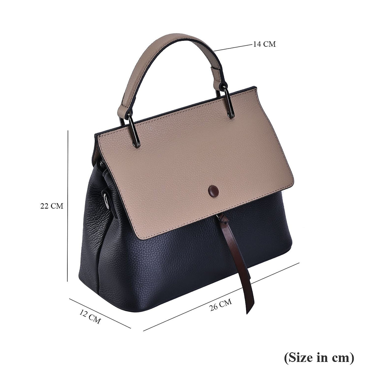 Genuine Leather Crossbody Bag with 2 Exterior Zipped Pockets &amp; Shoulder Strap - Black 7590715 5